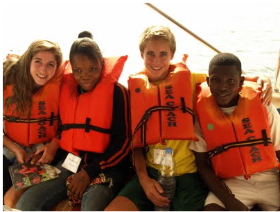 Blake student ride to Bunce Island on their trip to Sierra Leone in June