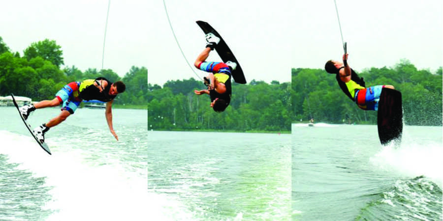 Wakeboarding is one of the many thrilling components of water sports, as demonstrated here by Gavin Siegert ‘16.