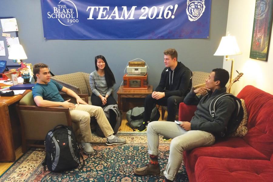 Jim Mahoney’s homeroom gathers in the morning for conversation.