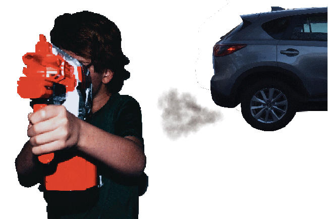 Nerf guns may be banned on campus, but students get sneaky in the parking lot in the safety of their cars.