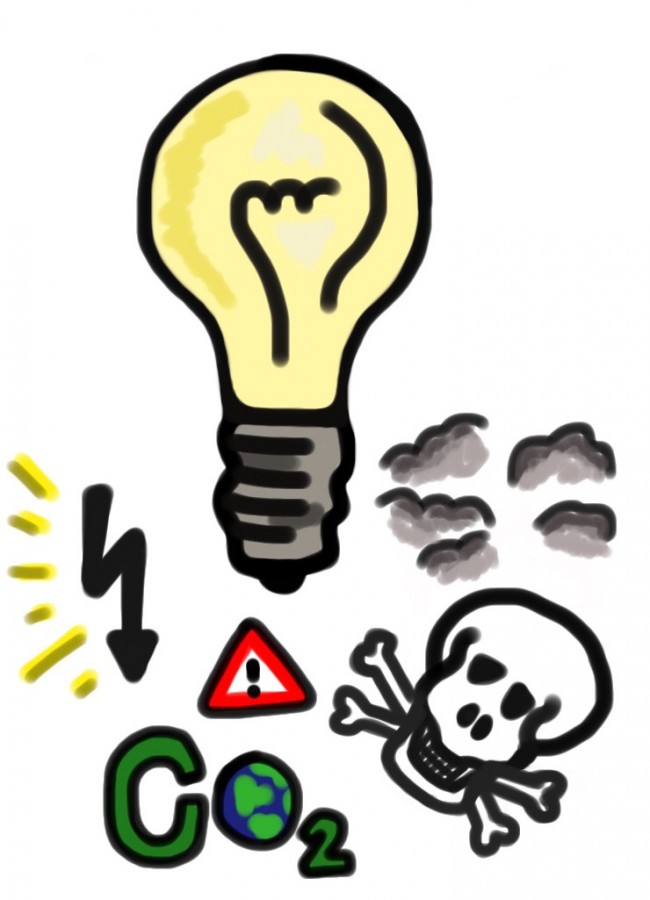 Lights produce many dangerous effects on the environment; they emit about a kilogram of carbon dioxide after just an hour of use, depending on the light bulb. 