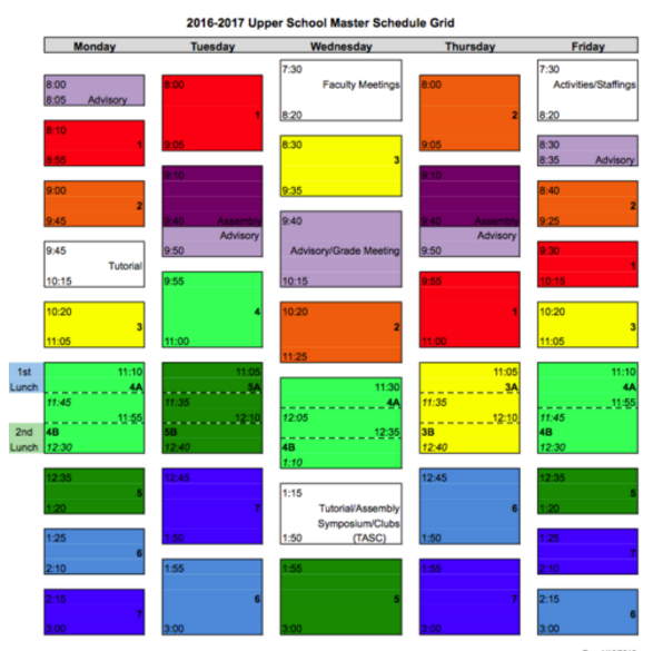 The new schedule for the 2016-2017 school year