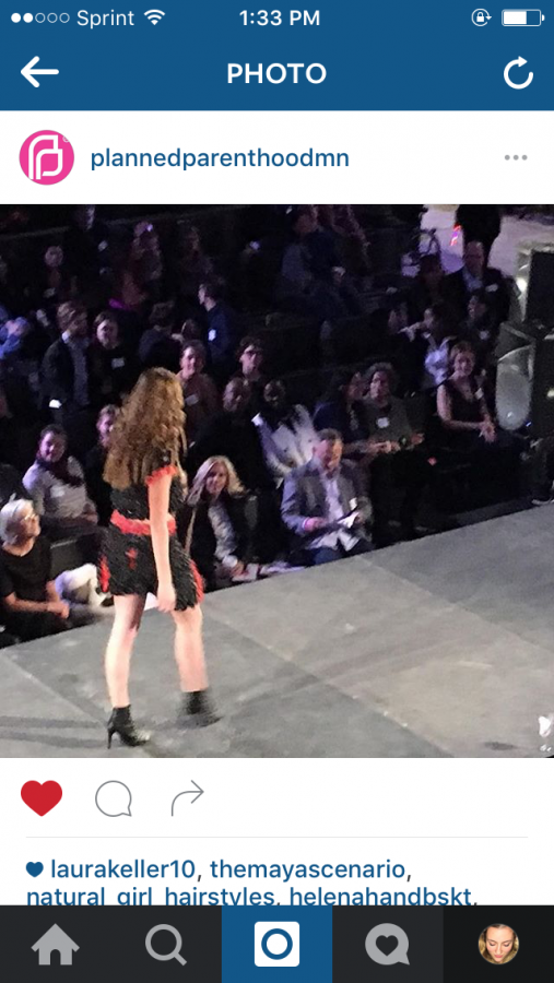 an image from Planned Parenthood MNs Instagram of McCallums dress on the runway.