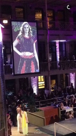 McCallum's dress, worn by a professional model at the event.
