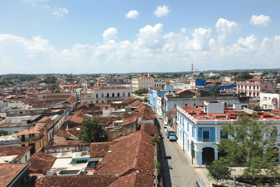 The town, Sancti Spiritus, in Cuba where students tutored residents and planted a garden. 