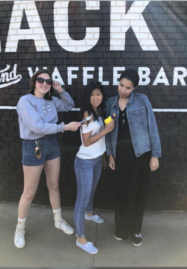 Addison Anderson 19, Sadie Abernathy 19. and Jessie Kang 18 playing assassins. 