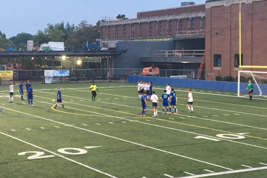 Bears set up for a set piece  in the second half. Going into the game, the Bears were ranked second in the state and Orono was ranked fifth.