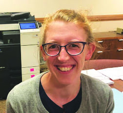 New math teacher, Erin Oakley settles into her new classroom. 
