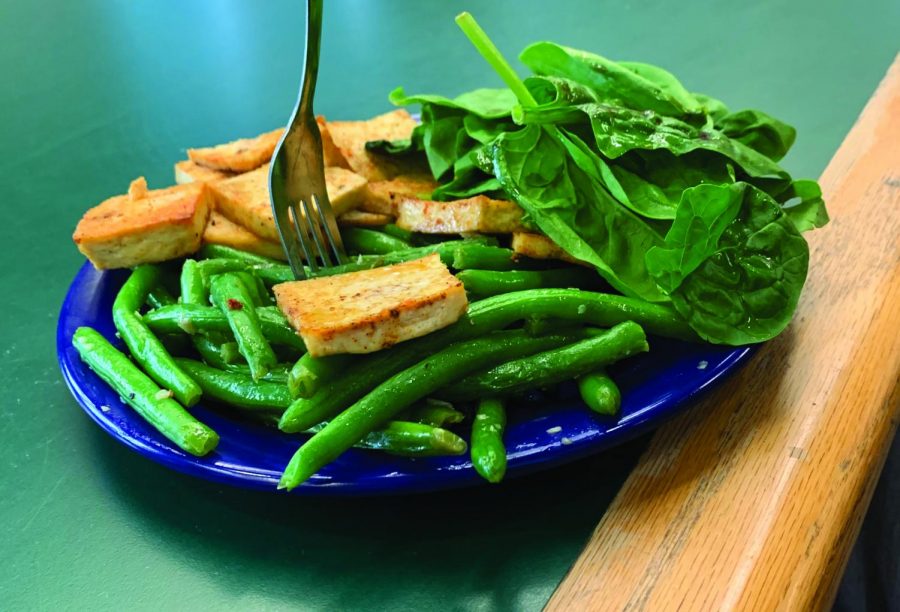 A great example of a healthy lunch at Blake, which includes
tofu and spinach!