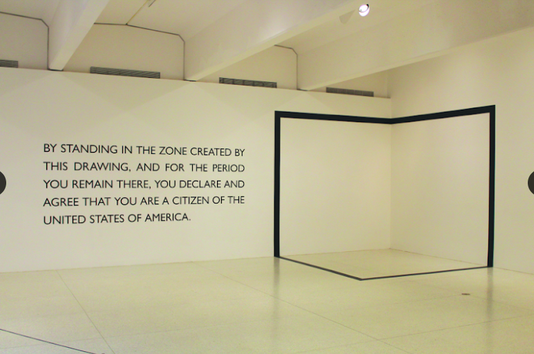 This+piece+encapsulates+border+and+immigration+problems.+This+piece+states+%28b%29y+standing+in+the+zone+created+by+this+drawing+%2C+and+for+the+period+you+remain+there%2C+you+declare+and+agree+that+you+are+a+citizen+of+the+United+States+of+America.