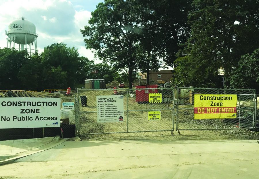 Construction at the Middle School makes the Circle off-limits for parking, forcing the activities bus to park by the lower tennis courts.