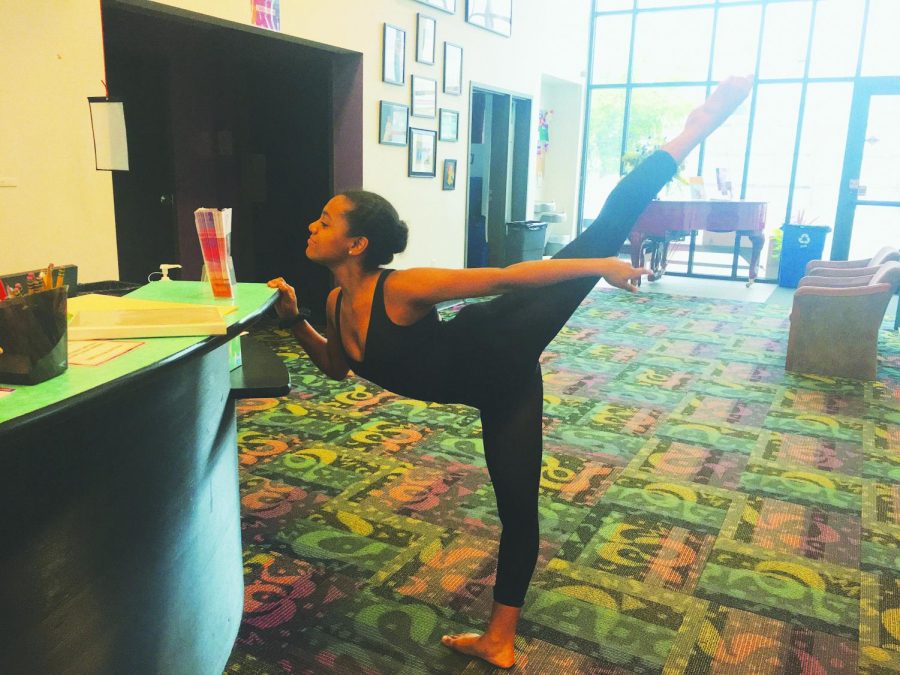 Pictured is Yolanda Pauly 21 an arabesque at Lundstrem Performing Arts where she is a teaching assistant.