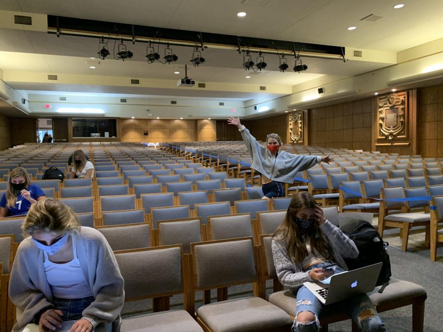 Seniors are allowed to use both the senior lounge and JNA to social distance during the school days. Chairs in the JNA are marked on the back indicating how far apart you must sit in order to obey the social distancing rules.