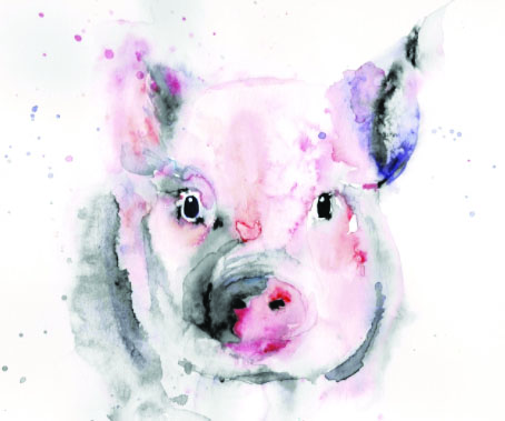 Robin Grant’s watercolor painting entitled “Pig,” is featured in the gallery’s online Parent Show. Grant is the parent of two lower school children. They began exploring art last year through an online art class and they have grown to love it.