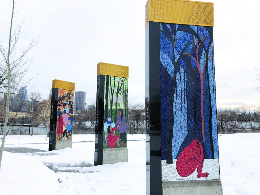 Lori Greene’s Mosaics, permanently located at Boom Island Park, honor victims and survivors of sexual assault.