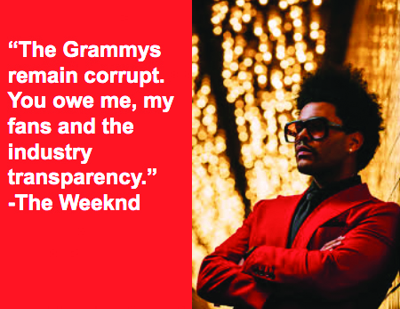 Once the nominations for the 2020 Grammys were announced, The Weeknd tweeted, “The Grammys remain corrupt. You owe me, my fans and the industry transparency.” 
