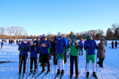 On Thursday January 27, the Nordic team had a meet versus multiple schools Hiawatha Golf Course. Pictured: members of getting ready to race on a warm Minnesota day. 