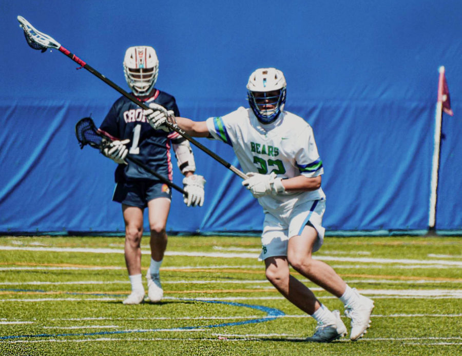 Sam Hardy 24 on defense guarding an Orono player. Bears won 4-8 against Orono. 