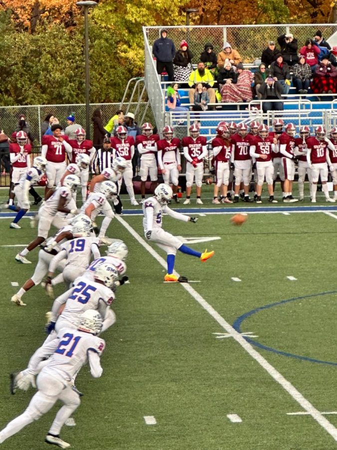 A spectacular kick from this month’s athlete during the Homecoming game helps the team on their way to victory.