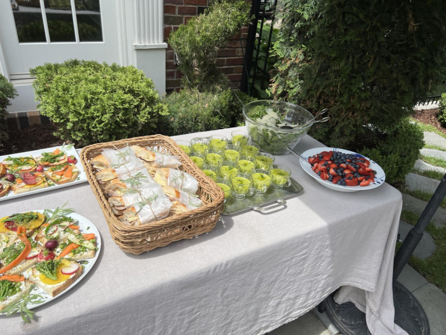 Hovard’s creations decorate the table at the bridal shower.