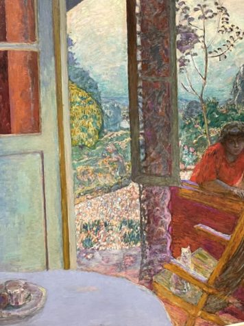 Pierre Bonnard’s painting titled “Dining room in the Country” is currently on view in Mia. Not only is the painting absolutely beautiful, but it is extremely large as well, which means that the viewer can easily see the color and brush strokes Bonnard used to express himself.