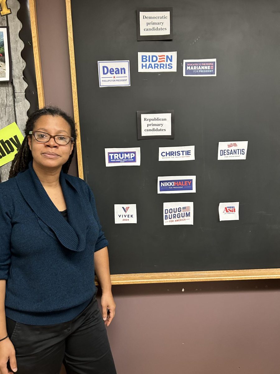 Patters’ Campaign Corner showcases ballot issues, governor races, and candidates for both primaries. When a candidate is added or removed, the board is updated in front of the class.