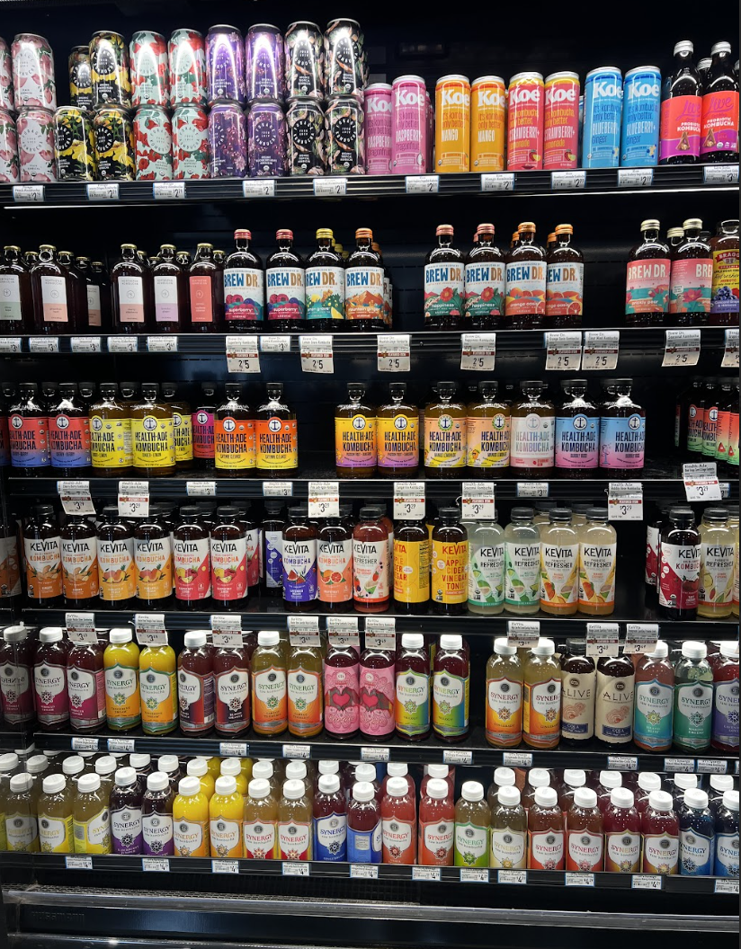 Kowalski%E2%80%99s+drink+section+provides+a+wide+array+of+kombucha+flavors+and+brands.