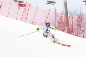 Pihlstrom takes to the slopes in the state tournament, where she defeated 86 of her competitors to place first in the state.