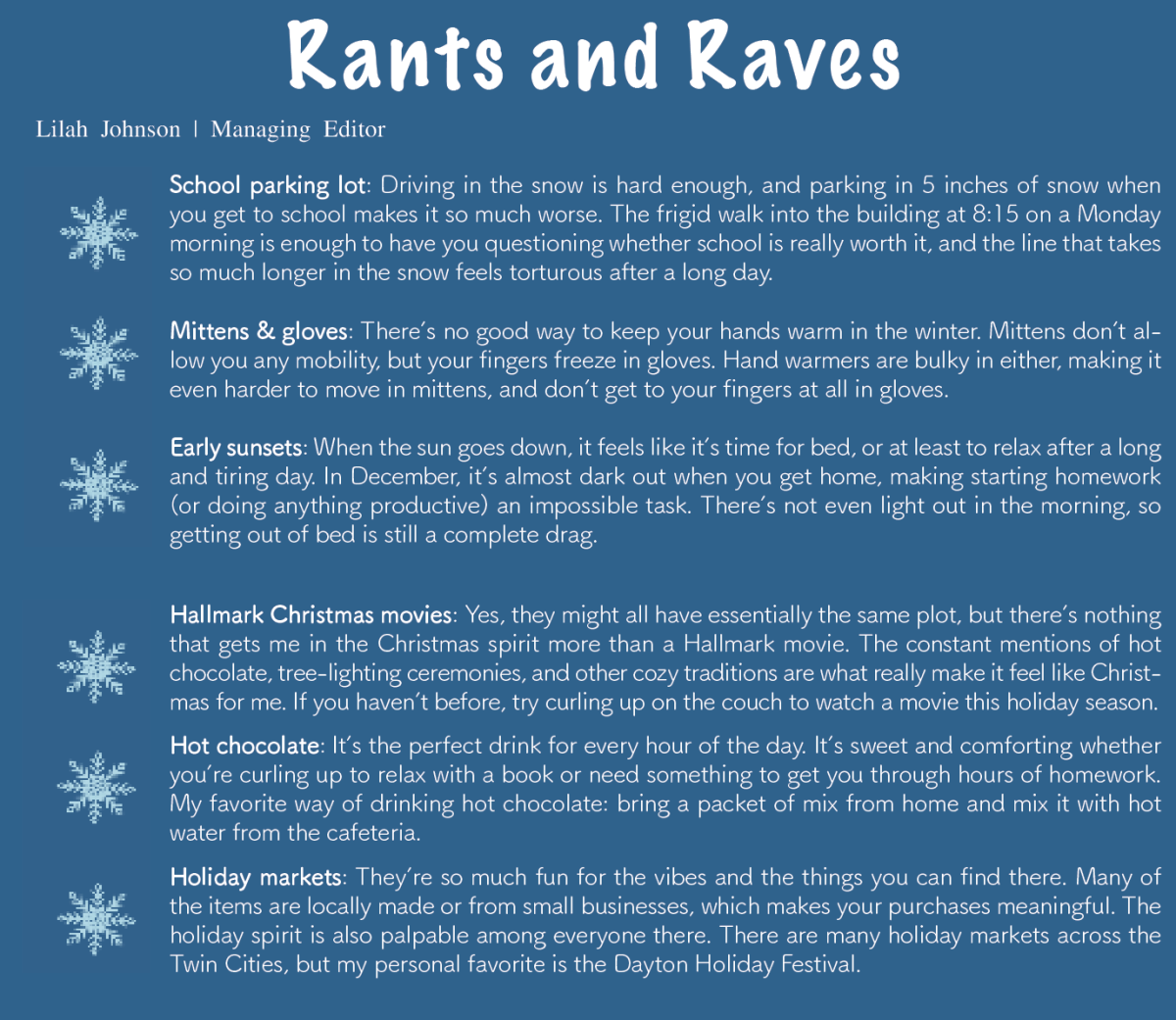 December Rants and Raves