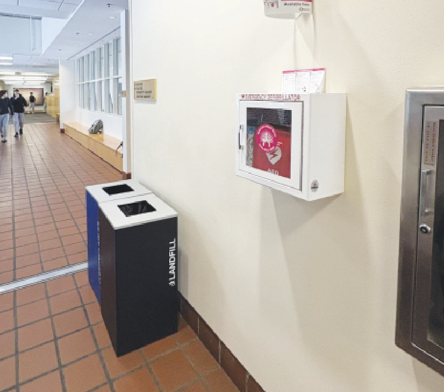 Narcan and AED machines are located throughout the school, including next to the Bennet Gallery, the Gym, 
Cafeteria, and Security Office.