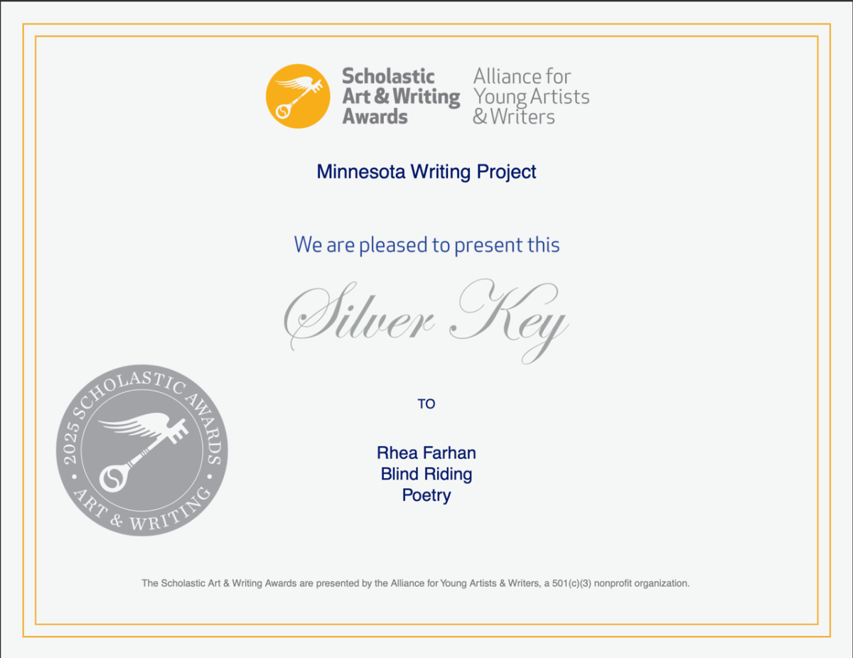 Farhan, who has won awards for poetry and short stories, received

this award for a poem she wrote that was inspired by Emily Dickin-
son in the poetry unit in American Literature.