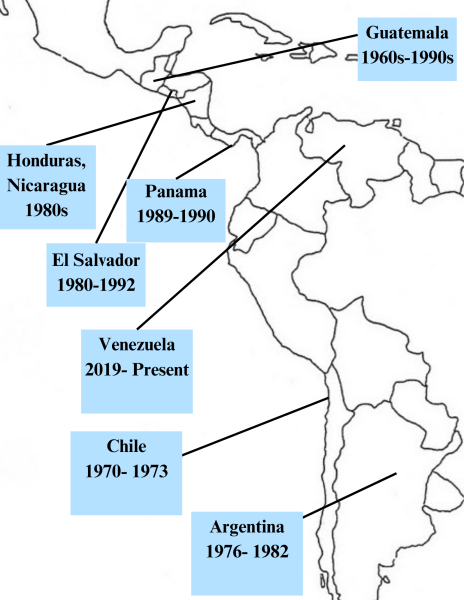 Throughout the 20th century, the United States has been involved in many Latin American nations, sometimes even with overlapping timelines.