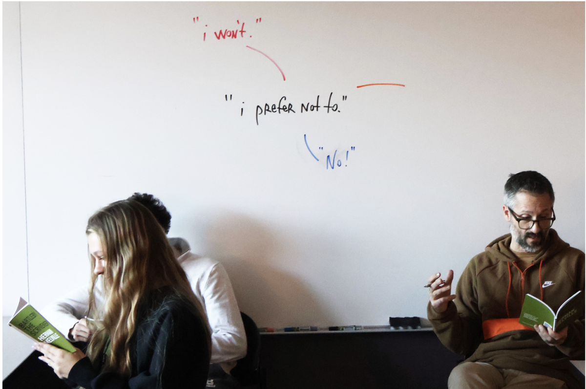 Patrick Barry teaches a English lesson on "Bartleby the Scrivener." He directly in the Minneapolis metro.